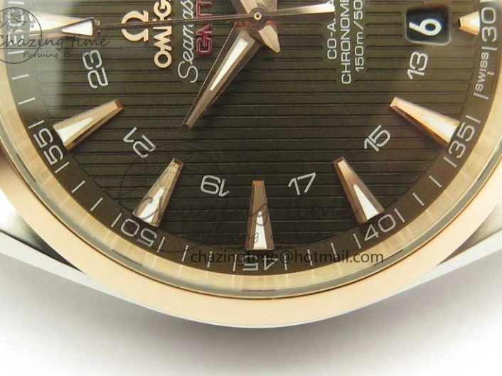 0511 Aqua Terra 150M GMT SS RG VSF 1:1 Best Edition Brown Textured Dial on SS RG Bracelet A8605 Super Clone Original 8058